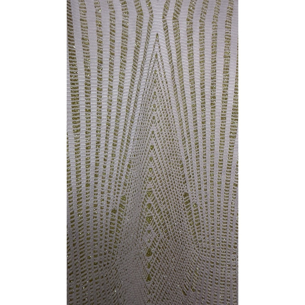 NWT Haute Monde Geometric Nude Gold Metallic Bodycon Dress Size L Art Deco Style - Picture 7 of 16